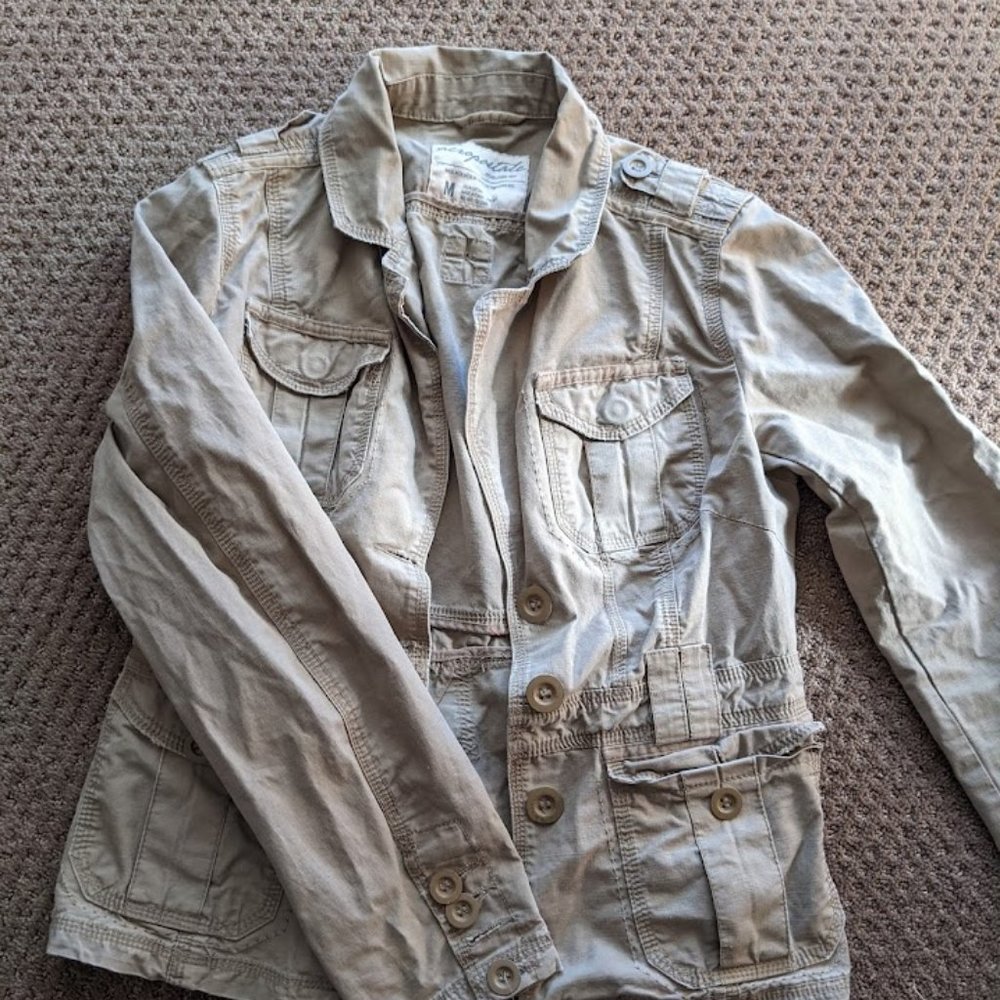 Women's Aeropostale Tan Button Up Army Jacket